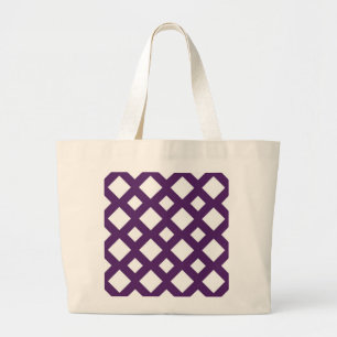 Bolsa Tote Grande Treliça Roxa em Branco