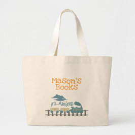 Bolsa Tote Grande Trem de Crianças Retro Nome Livro da Biblioteca 