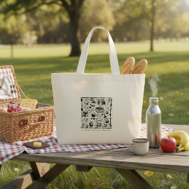 Bolsa Tote Grande  Trendy graphic print black and white tote bag