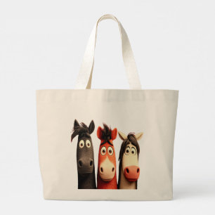 Bolsa Tote Grande Três Cavalos Engraçados