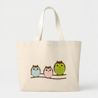 Bolsa Tote Grande Três Corujas Coloridas