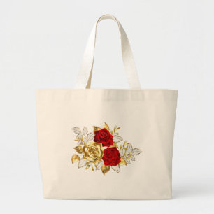 Bolsa Tote Grande Três Rosas de joalharia