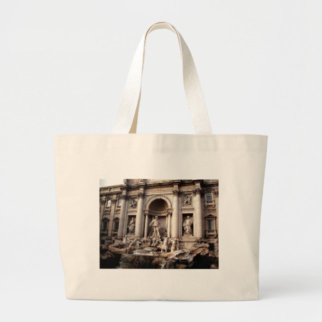 Bolsa Tote Grande Trevi Fountain Roma Itália Viagem (Frente)