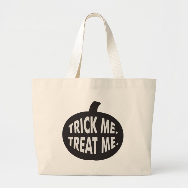 Bolsa Tote Grande Trick Me Tratar B/W (Frente)