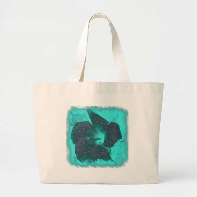 Bolsa Tote Grande Tricolor Abstrato Hibiscus (Frente)