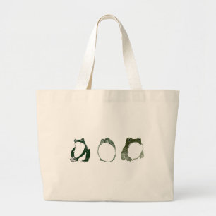 Bolsa Tote Grande Trio de Sapos Engraçados Japoneses Sapos do Século