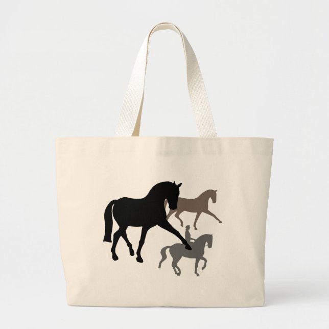 Bolsa Tote Grande Trio dos cavalos do adestramento (Frente)