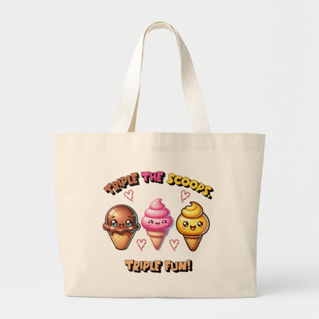 Bolsa Tote Grande Triple os Scoops, Triple Divertido! (Frente)