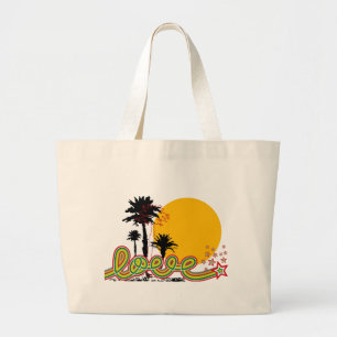 Bolsa Tote Grande Tropical Love Stars Retro Palm Trees Silhoutte