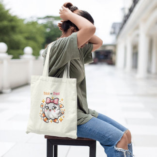 Bolsa Tote Grande Truque ou tratamento do fantasma coquette
