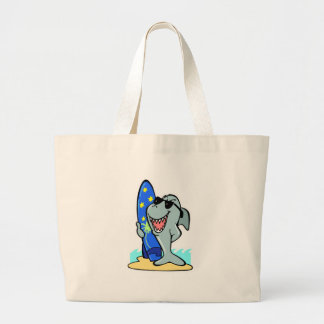 Bolsa Tote Grande tubarão bobo com prancha de surfe