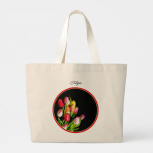 Bolsa Tote Grande Tulip Buquê Pintura Original Da Flor De Jardim