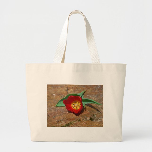 Bolsa Tote Grande Tulipa Vermelha primavera (Frente)