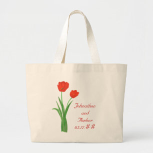 Bolsa Tote Grande Tulipas vermelhas, sacolas Wedding