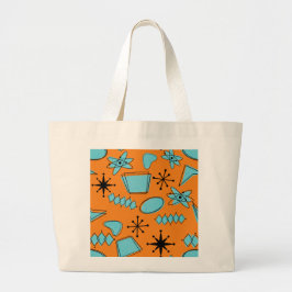 Bolsa Tote Grande Turquesa de Formas Atômicas MCM em Laranja