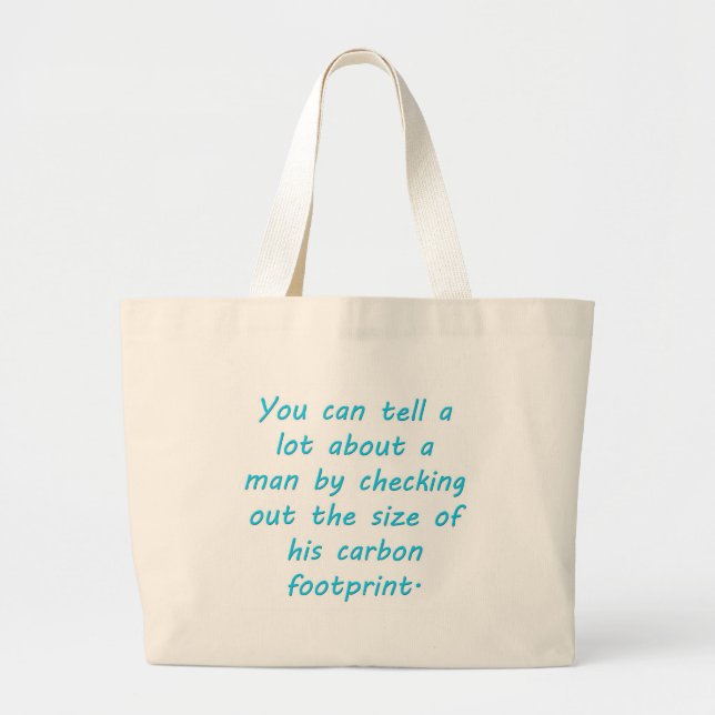 Bolsa Tote Grande Turquesa de Pegada de Carbono (Frente)