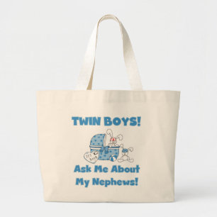Bolsa Tote Grande Twin Boys Perguntam Sobre Meu Sobrinho