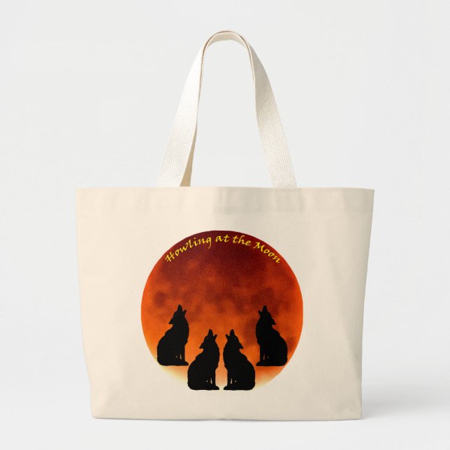 Bolsa Tote Grande Uivando para a Lua (Frente)