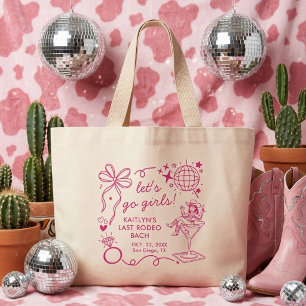 Bolsa Tote Grande Última Rodeio Disco Cowgirl Despedida de Solteira
