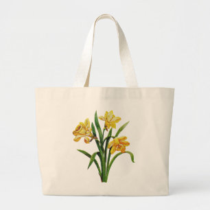 Bolsa Tote Grande Um anfitrião dourado de Daffodils bordados