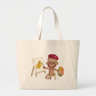 Bolsa Tote Grande Um artista pequeno Socky o saco do macaco da peúg