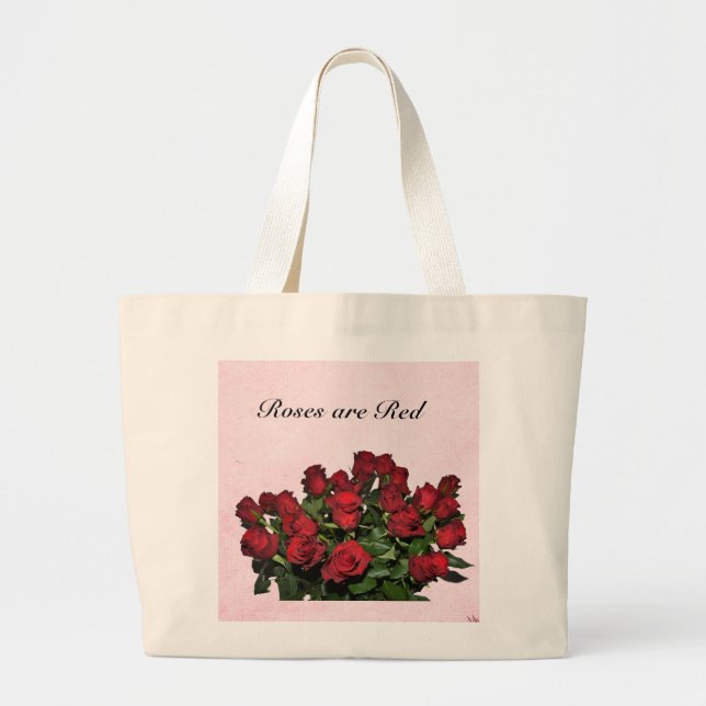Bolsa Tote Grande Um buquê de rosas vermelhas (Frente)