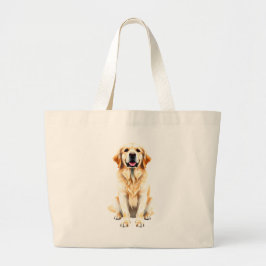 Bolsa Tote Grande Um cão retriever dourado sentado