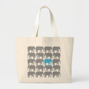 Bolsa Tote Grande Um elefante azul no saco do rebanho