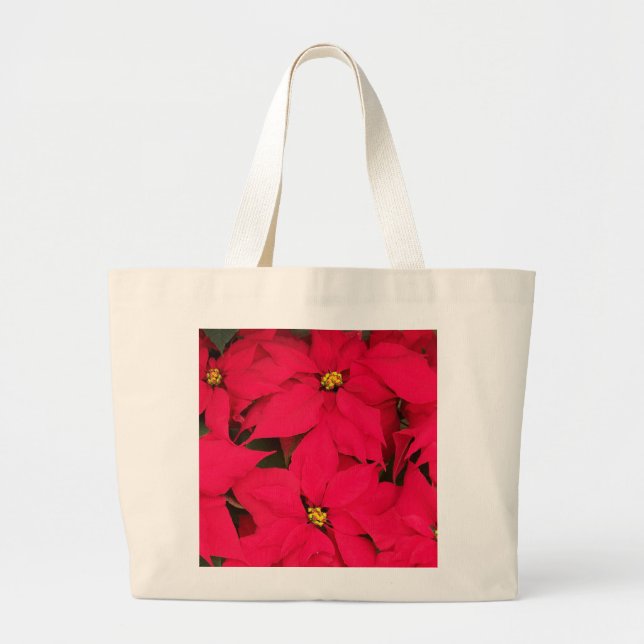 Bolsa Tote Grande Um monte de Poinsettias de Natal Brilhante (Frente)