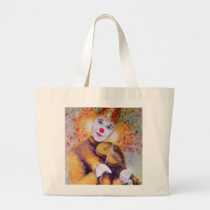 Bolsa Tote Grande Um palhaço doce tocando violino