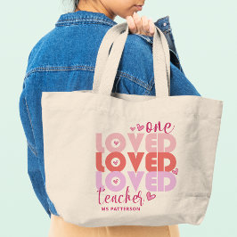 Bolsa Tote Grande Um Professor de Amor Nome Moderno Rosa