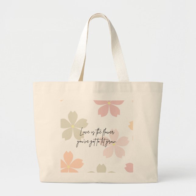 Bolsa Tote Grande Um saco de toalha de flor (Frente)