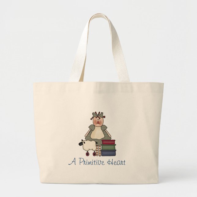 Bolsa Tote Grande Um saco primitivo do coração (Frente)