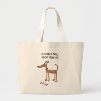 Bolsa Tote Grande Um simples e engraçado cão de desenho animado e ci