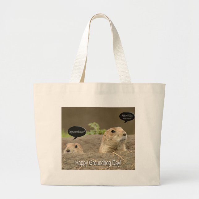 Bolsa Tote Grande Um um o ano, dia de Groundhog (Frente)