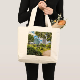 Bolsa Tote Grande Uma caminhada pelos jardins de Hama Rikyu, Tóquio