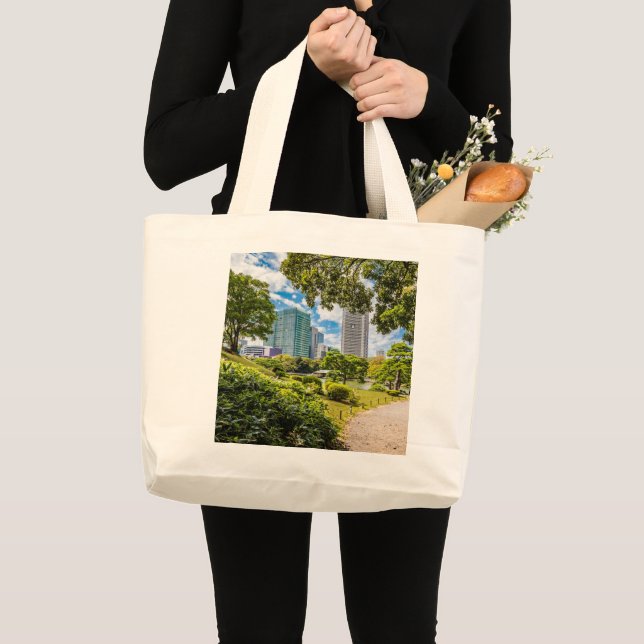 Bolsa Tote Grande Uma caminhada pelos jardins de Hama Rikyu, Tóquio (Frente (produto))