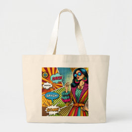 Bolsa Tote Grande Uma ilustração de tendência no estilo de pop