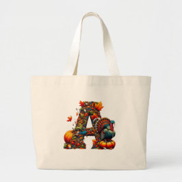Bolsa Tote Grande Uma letra A em estilo de Ação de Graças