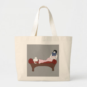 Bolsa Tote Grande Uma senhora, um gato e sacola muito boa do livro
