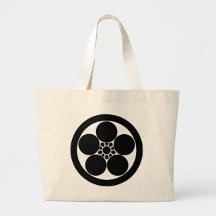 Bolsa Tote Grande Umebachi-estilo de flor de ameixa em um círculo