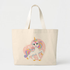 Bolsa Tote Grande unicórnio bonito no coração