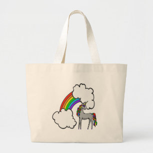 Bolsa Tote Grande Unicórnio do arco-íris