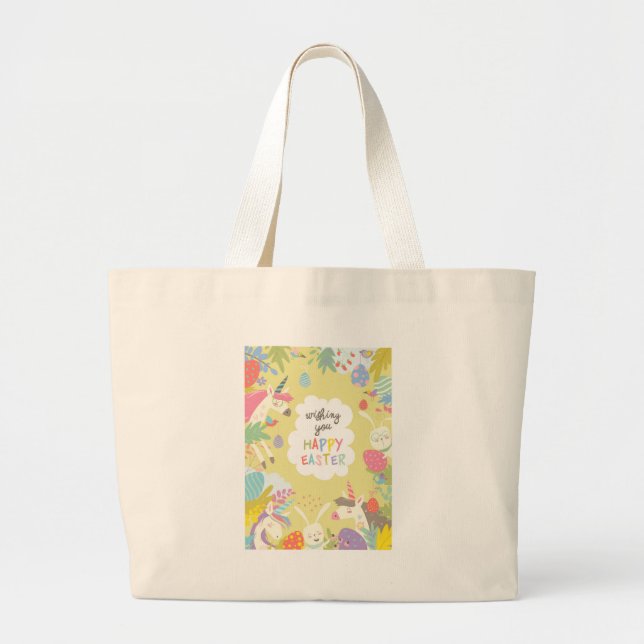 Bolsa Tote Grande unicórnio páscoa (Frente)