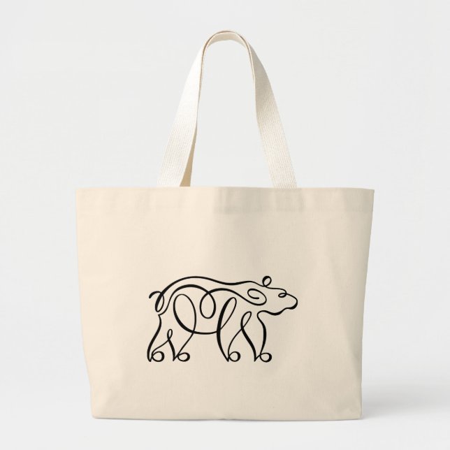 Bolsa Tote Grande Urso Calligráfico Penwork (Frente)