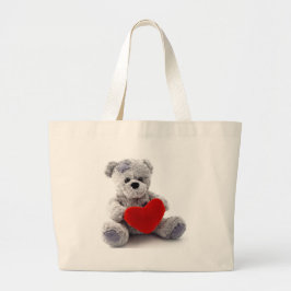 Bolsa Tote Grande Urso cinza Com Coração