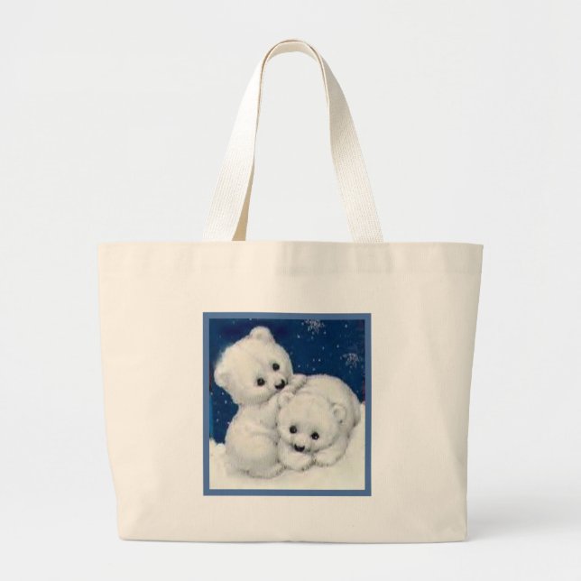Bolsa Tote Grande Urso Cubs polar bonito (Frente)