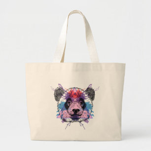 Bolsa Tote Grande Urso de panda geométrico