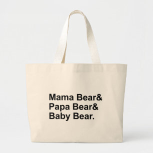 Bolsa Tote Grande Urso Mamãe, Urso Papá, Urso Bebê   Cachinhos do