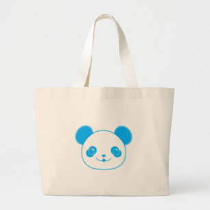 Bolsa Tote Grande Urso Panda de Kawaii Azul